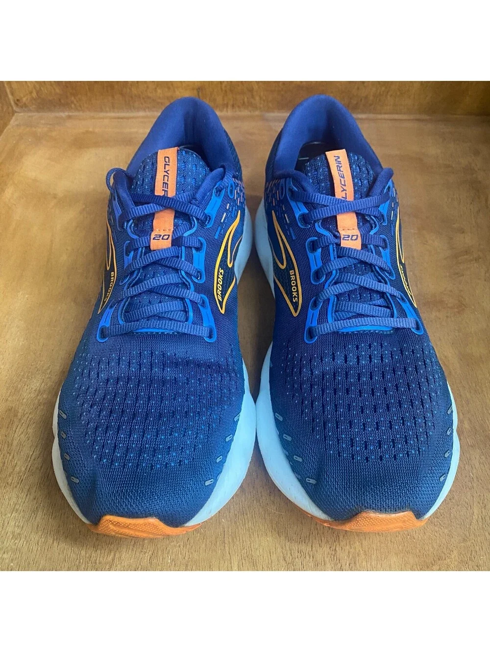 Brooks Glycerin 20 Running Shoes Mens Sz 10.5 D Blue Orange Sneakers 1103821D444
